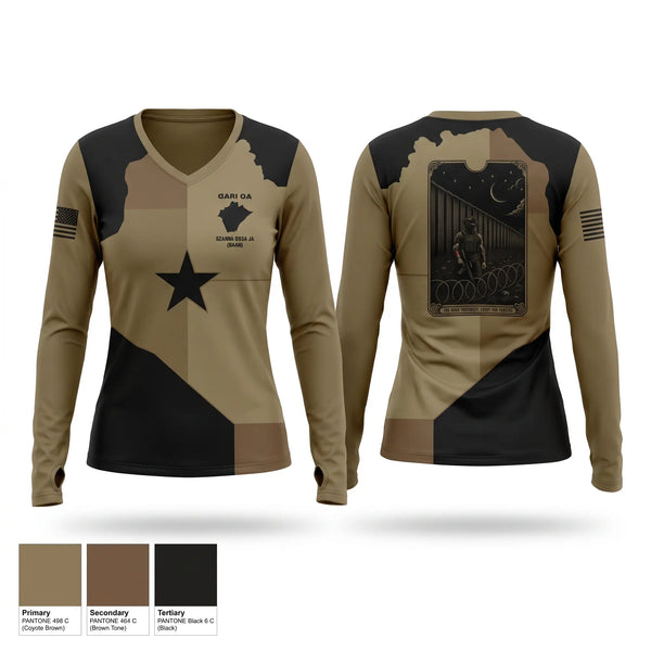 Womens Long Sleeve Vneck Shirt, 961st ECC, Army, Teamtime, Team time, sublimation, custom sports apparel, team uniforms, spirit wear, spiritwear, sports uniforms, custom shirts, team store, custom team store, fundraiser sports, apparel fundraiser