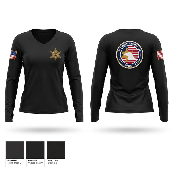 Womens Long Sleeve Vneck Shirt, Erie County Sheriff's Office PBA, Police, Teamtime, Team time, sublimation, custom sports apparel, team uniforms, spirit wear, spiritwear, sports uniforms, custom shirts, team store, custom team store, fundraiser sports, apparel fundraiser
