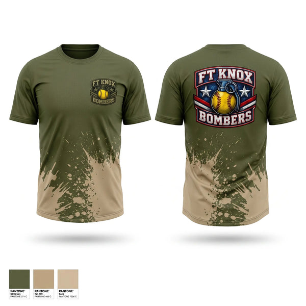 Soft Poly Tee Cotton Like Feel, Fort Knox Bombers, Softball, Teamtime, Team time, sublimation, custom sports apparel, team uniforms, spirit wear, spiritwear, sports uniforms, custom shirts, team store, custom team store, fundraiser sports, apparel fundraiser