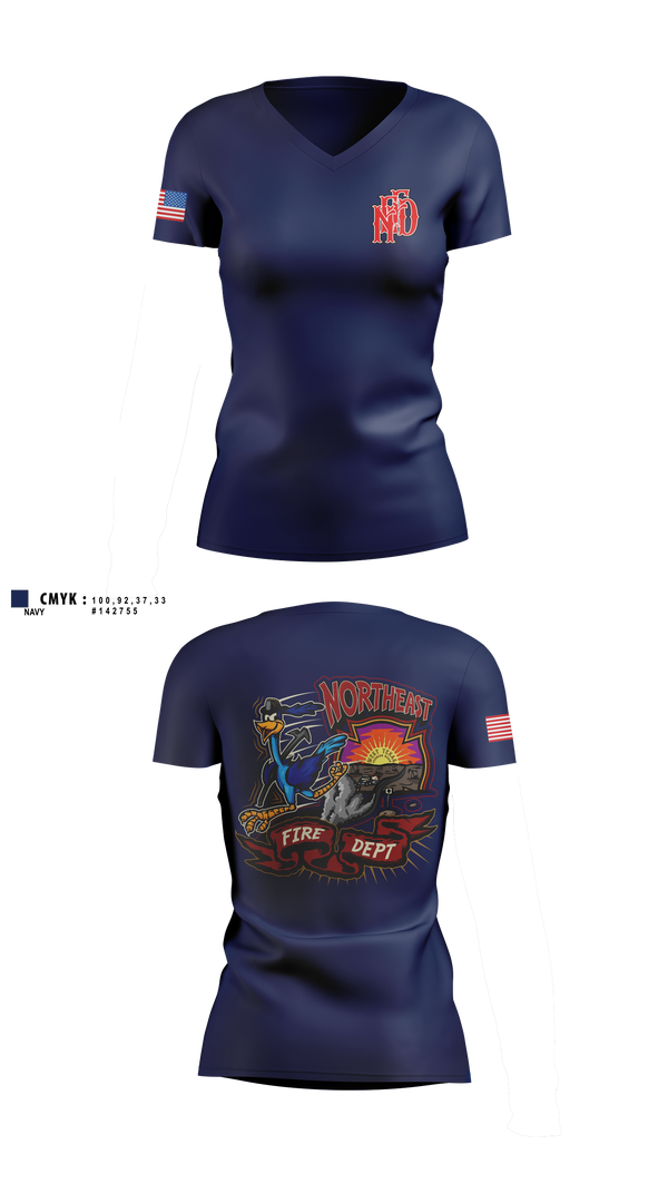 Womens Short Sleeve Vneck Shirt, Northeast Fire Department, Fire Department, Teamtime, Team time, sublimation, custom sports apparel, team uniforms, spirit wear, spiritwear, sports uniforms, custom shirts, team store, custom team store, fundraiser sports, apparel fundraiser