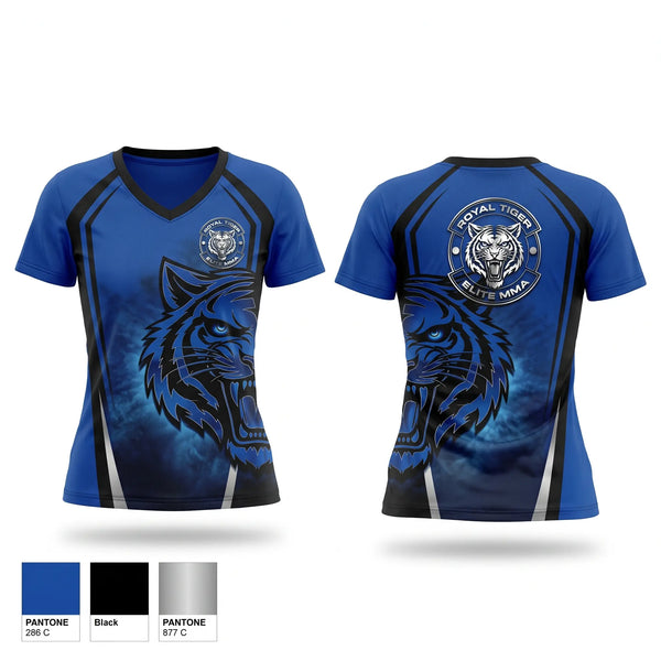 Womens Short Sleeve Vneck Shirt, Royal Tiger Elite MMA, , Teamtime, Team time, sublimation, custom sports apparel, team uniforms, spirit wear, spiritwear, sports uniforms, custom shirts, team store, custom team store, fundraiser sports, apparel fundraiser