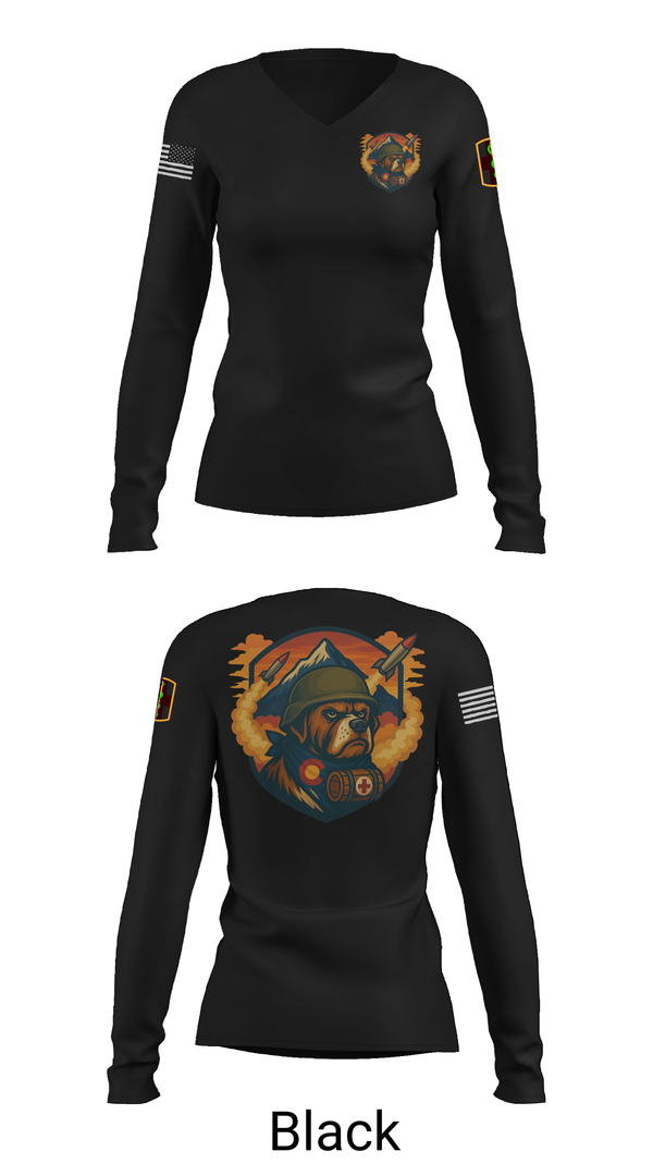 Womens Long Sleeve Vneck Shirt, 10th Field Hospital (FWD), , Teamtime, Team time, sublimation, custom sports apparel, team uniforms, spirit wear, spiritwear, sports uniforms, custom shirts, team store, custom team store, fundraiser sports, apparel fundraiser