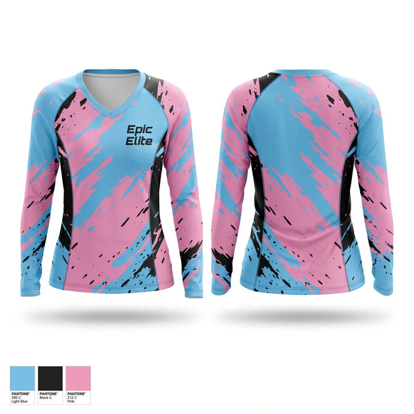 Womens Long Sleeve Vneck Shirt, Epic Elite, Softball, Teamtime, Team time, sublimation, custom sports apparel, team uniforms, spirit wear, spiritwear, sports uniforms, custom shirts, team store, custom team store, fundraiser sports, apparel fundraiser