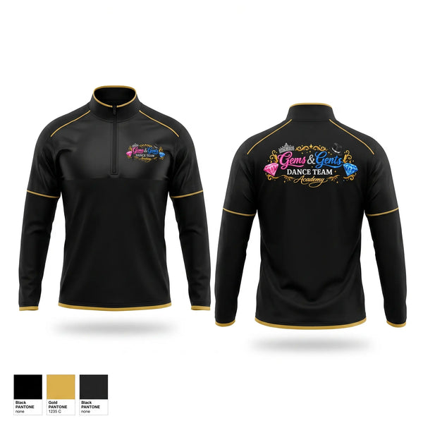 Quarter Zip Jacket, Gems and gents, Cheer, Teamtime, Team time, sublimation, custom sports apparel, team uniforms, spirit wear, spiritwear, sports uniforms, custom shirts, team store, custom team store, fundraiser sports, apparel fundraiser