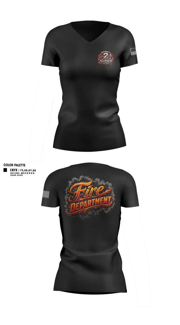 Womens Short Sleeve Vneck Shirt, Sibley District 2, Fire Department, Teamtime, Team time, sublimation, custom sports apparel, team uniforms, spirit wear, spiritwear, sports uniforms, custom shirts, team store, custom team store, fundraiser sports, apparel fundraiser