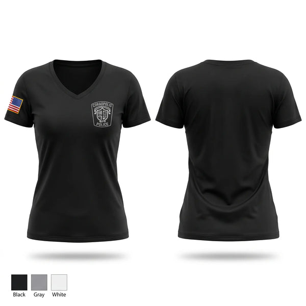 Womens Short Sleeve Vneck Shirt, Coraopolis Police Department, Police, Teamtime, Team time, sublimation, custom sports apparel, team uniforms, spirit wear, spiritwear, sports uniforms, custom shirts, team store, custom team store, fundraiser sports, apparel fundraiser