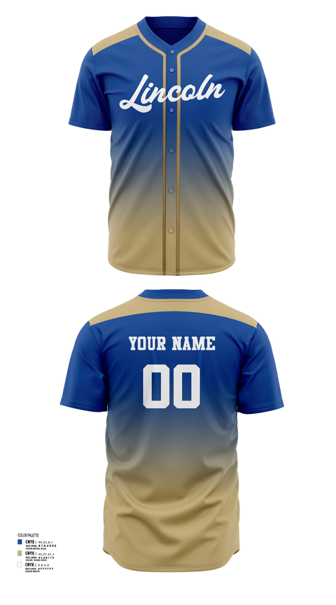 Full Button Baseball Jersey, Lincoln, Baseball, Teamtime, Team time, sublimation, custom sports apparel, team uniforms, spirit wear, spiritwear, sports uniforms, custom shirts, team store, custom team store, fundraiser sports, apparel fundraiser