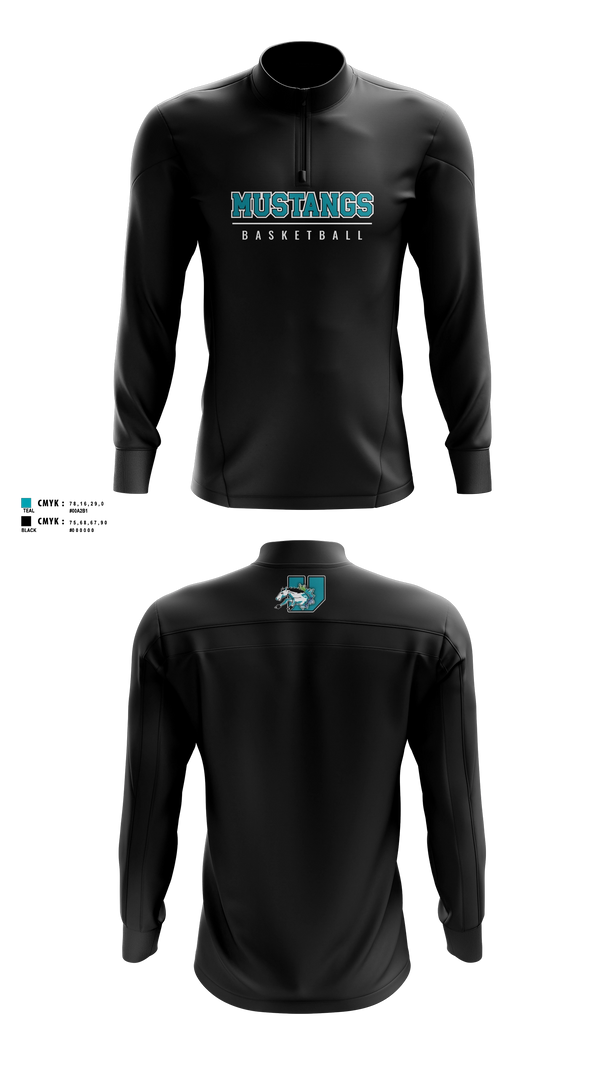 Quarter Zip Jacket, University prep arts and design mustangs, Men's Basketball, Teamtime, Team time, sublimation, custom sports apparel, team uniforms, spirit wear, spiritwear, sports uniforms, custom shirts, team store, custom team store, fundraiser sports, apparel fundraiser