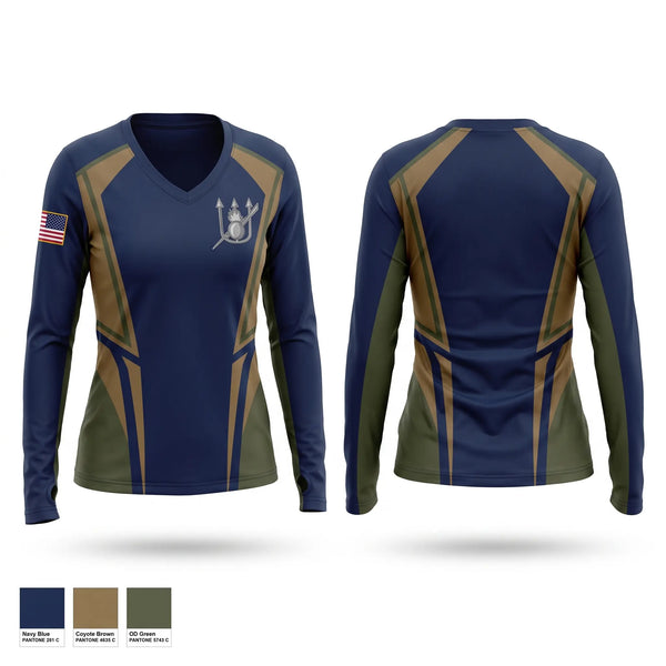 Womens Long Sleeve Vneck Shirt, Keepers of the false dawn, Navy, Teamtime, Team time, sublimation, custom sports apparel, team uniforms, spirit wear, spiritwear, sports uniforms, custom shirts, team store, custom team store, fundraiser sports, apparel fundraiser