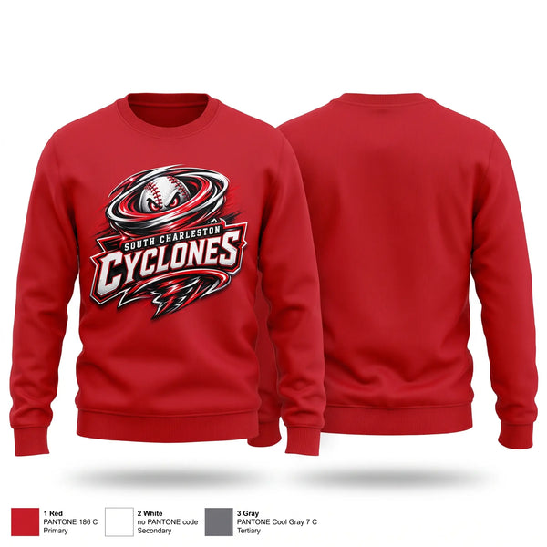 Crew Neck Sweatshirt, South Charleston Cyclones, Baseball, Teamtime, Team time, sublimation, custom sports apparel, team uniforms, spirit wear, spiritwear, sports uniforms, custom shirts, team store, custom team store, fundraiser sports, apparel fundraiser