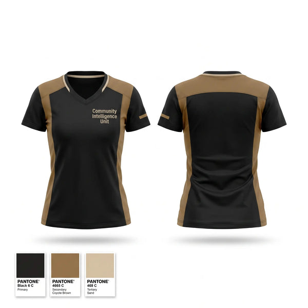 Womens Short Sleeve Vneck Shirt, Community intelligence unit, , Teamtime, Team time, sublimation, custom sports apparel, team uniforms, spirit wear, spiritwear, sports uniforms, custom shirts, team store, custom team store, fundraiser sports, apparel fundraiser