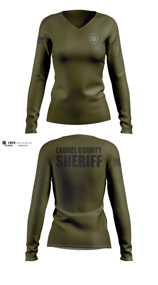 Womens Long Sleeve Vneck Shirt, LAUREL COUNTY SHERIFFS OFFICE, Police, Teamtime, Team time, sublimation, custom sports apparel, team uniforms, spirit wear, spiritwear, sports uniforms, custom shirts, team store, custom team store, fundraiser sports, apparel fundraiser