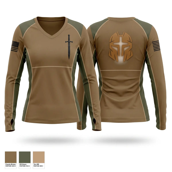 Womens Long Sleeve Vneck Shirt, USCG, Coast Guard, Teamtime, Team time, sublimation, custom sports apparel, team uniforms, spirit wear, spiritwear, sports uniforms, custom shirts, team store, custom team store, fundraiser sports, apparel fundraiser