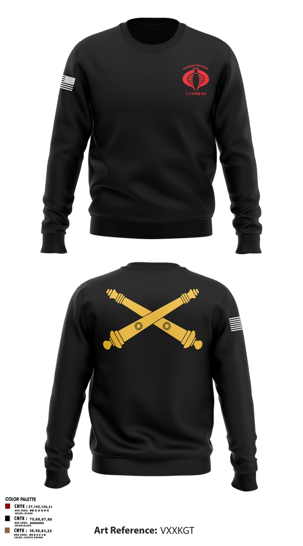 Crew Neck Sweatshirt, Charlie Battery, 1-119th FA, , Teamtime, Team time, sublimation, custom sports apparel, team uniforms, spirit wear, spiritwear, sports uniforms, custom shirts, team store, custom team store, fundraiser sports, apparel fundraiser