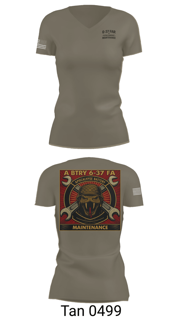 Womens Short Sleeve Vneck Shirt, 6-37 Field Artillery, Army, Teamtime, Team time, sublimation, custom sports apparel, team uniforms, spirit wear, spiritwear, sports uniforms, custom shirts, team store, custom team store, fundraiser sports, apparel fundraiser