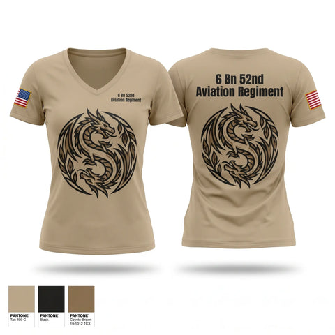 Womens Short Sleeve Vneck Shirt, 6 Bn 52nd Aviation Regiment, Army, Teamtime, Team time, sublimation, custom sports apparel, team uniforms, spirit wear, spiritwear, sports uniforms, custom shirts, team store, custom team store, fundraiser sports, apparel fundraiser