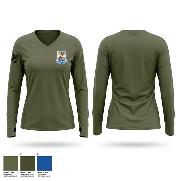Womens Long Sleeve Vneck Shirt, 549th Military Intelligence Battalion, Army, Teamtime, Team time, sublimation, custom sports apparel, team uniforms, spirit wear, spiritwear, sports uniforms, custom shirts, team store, custom team store, fundraiser sports, apparel fundraiser