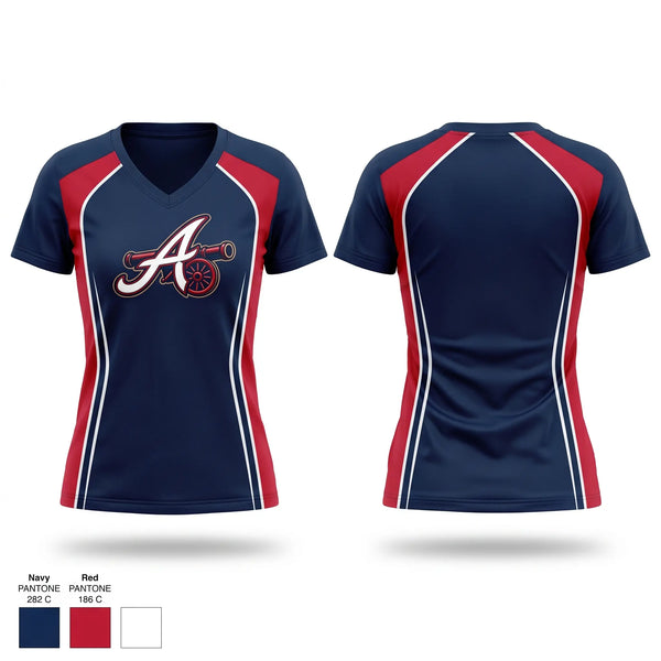 Womens Short Sleeve Vneck Shirt, East Texas Arsenal, Baseball, Teamtime, Team time, sublimation, custom sports apparel, team uniforms, spirit wear, spiritwear, sports uniforms, custom shirts, team store, custom team store, fundraiser sports, apparel fundraiser
