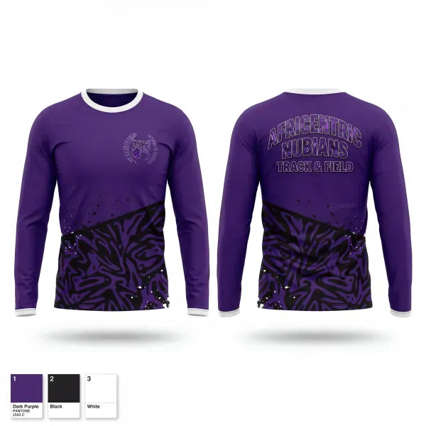 Long Sleeve Performance Shirt, Africentric Nubians, Track & Field, Teamtime, Team time, sublimation, custom sports apparel, team uniforms, spirit wear, spiritwear, sports uniforms, custom shirts, team store, custom team store, fundraiser sports, apparel fundraiser