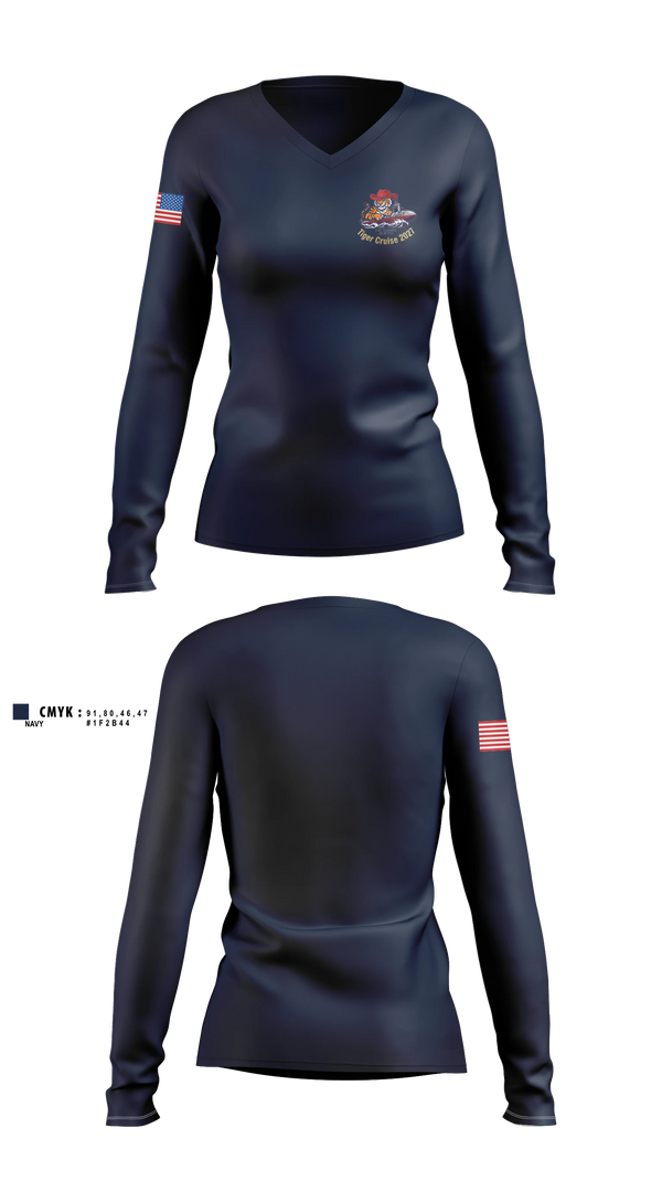Womens Long Sleeve Vneck Shirt, NAVY, Navy, Teamtime, Team time, sublimation, custom sports apparel, team uniforms, spirit wear, spiritwear, sports uniforms, custom shirts, team store, custom team store, fundraiser sports, apparel fundraiser