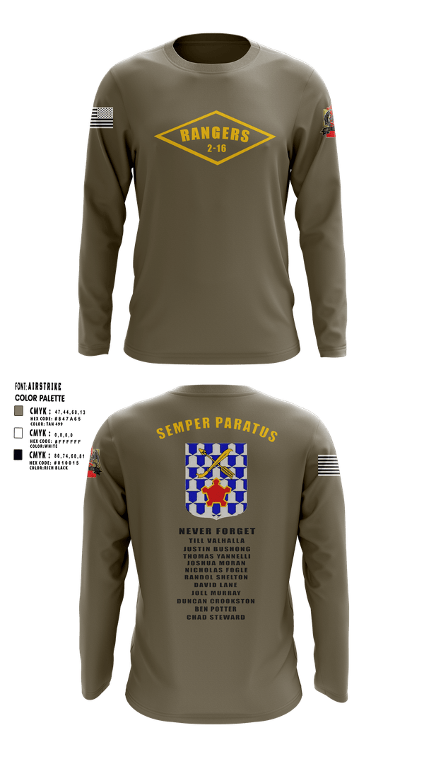 Long Sleeve Performance Shirt, 2-16 rangers, Army, Teamtime, Team time, sublimation, custom sports apparel, team uniforms, spirit wear, spiritwear, sports uniforms, custom shirts, team store, custom team store, fundraiser sports, apparel fundraiser