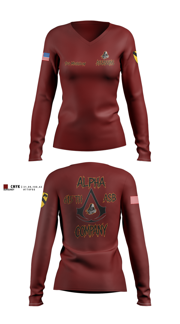 Womens Long Sleeve Vneck Shirt, , Army, Teamtime, Team time, sublimation, custom sports apparel, team uniforms, spirit wear, spiritwear, sports uniforms, custom shirts, team store, custom team store, fundraiser sports, apparel fundraiser