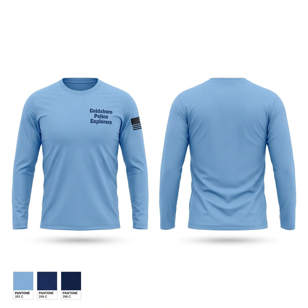 Long Sleeve Performance Shirt, Goldsboro Police Explorers, Police, Teamtime, Team time, sublimation, custom sports apparel, team uniforms, spirit wear, spiritwear, sports uniforms, custom shirts, team store, custom team store, fundraiser sports, apparel fundraiser