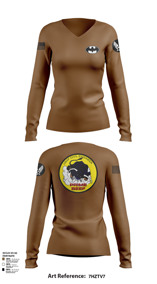 Womens Long Sleeve Vneck Shirt, 185th CES, Navy, Teamtime, Team time, sublimation, custom sports apparel, team uniforms, spirit wear, spiritwear, sports uniforms, custom shirts, team store, custom team store, fundraiser sports, apparel fundraiser