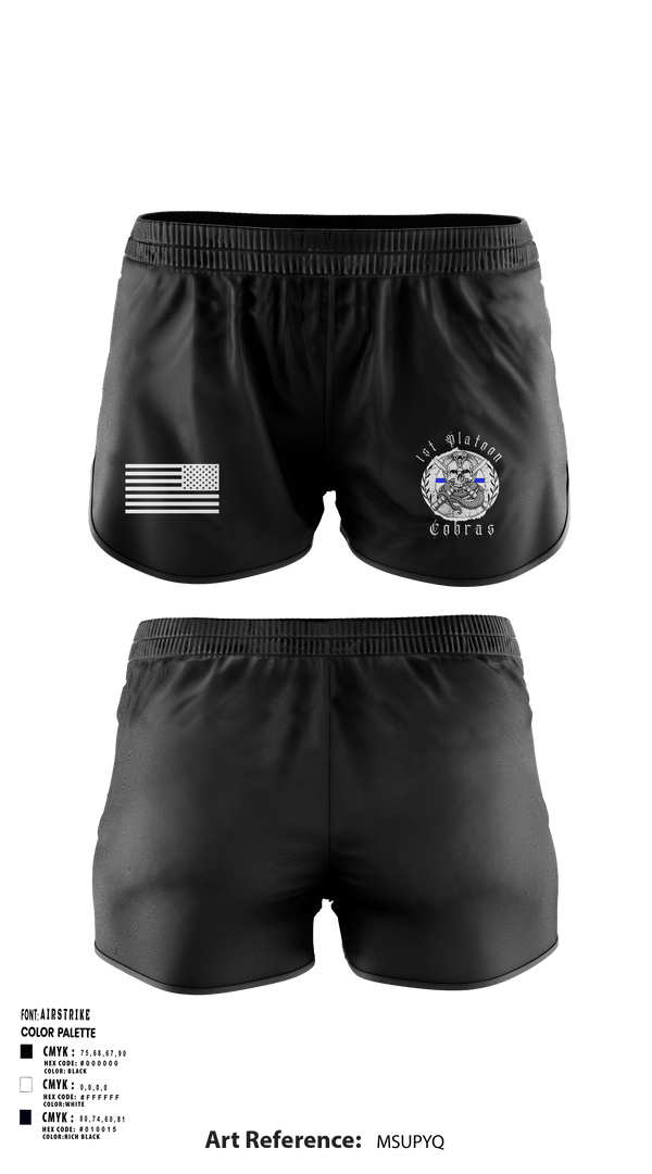 Women's Shorts, 1st Platoon Cobras, Army, Teamtime, Team time, sublimation, custom sports apparel, team uniforms, spirit wear, spiritwear, sports uniforms, custom shirts, team store, custom team store, fundraiser sports, apparel fundraiser