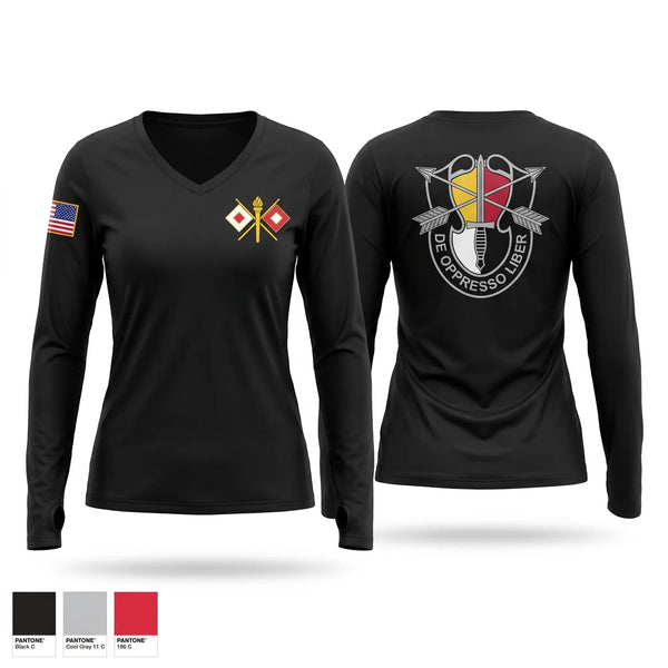 Womens Long Sleeve Vneck Shirt, S6 HHC 3SFG(A), Army, Teamtime, Team time, sublimation, custom sports apparel, team uniforms, spirit wear, spiritwear, sports uniforms, custom shirts, team store, custom team store, fundraiser sports, apparel fundraiser