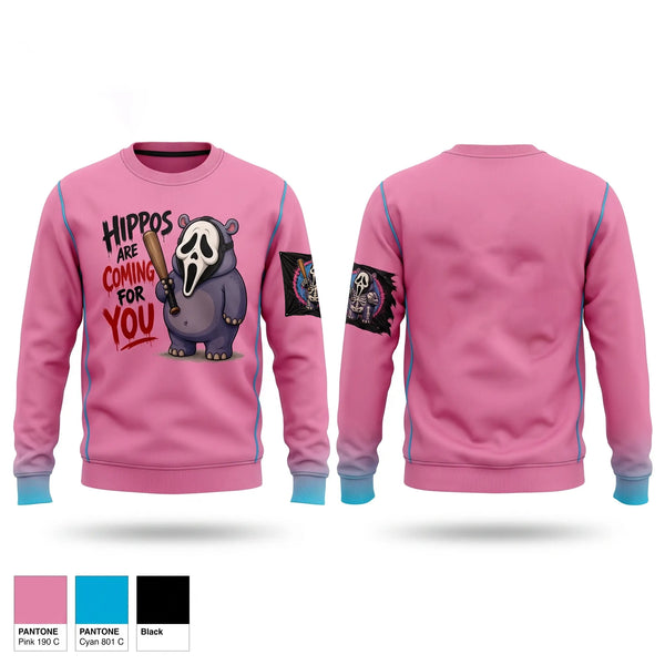 Crew Neck Sweatshirt, Halloween hippos, Baseball, Teamtime, Team time, sublimation, custom sports apparel, team uniforms, spirit wear, spiritwear, sports uniforms, custom shirts, team store, custom team store, fundraiser sports, apparel fundraiser