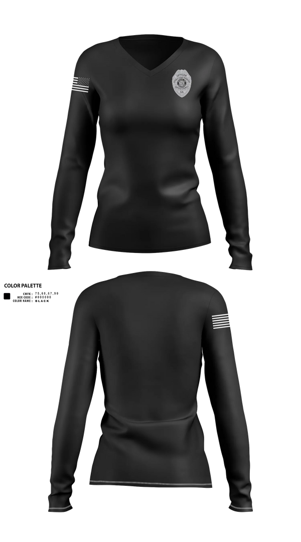 Womens Long Sleeve Vneck Shirt, DeKalb County Juvenile CourtDeKalb County Juvenile Court, Police, Teamtime, Team time, sublimation, custom sports apparel, team uniforms, spirit wear, spiritwear, sports uniforms, custom shirts, team store, custom team store, fundraiser sports, apparel fundraiser