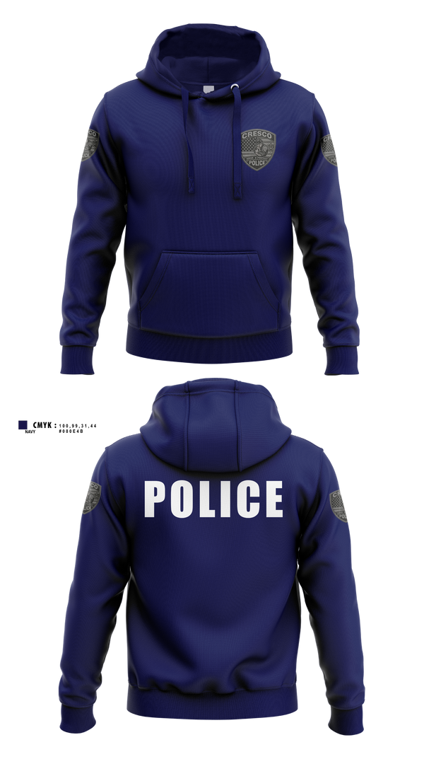 Hoodie, Cresco Police Department, Police, Teamtime, Team time, sublimation, custom sports apparel, team uniforms, spirit wear, spiritwear, sports uniforms, custom shirts, team store, custom team store, fundraiser sports, apparel fundraiser