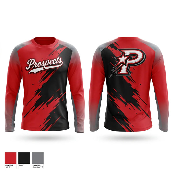 Long Sleeve Performance Shirt, South Georgia Prospects, Baseball, Teamtime, Team time, sublimation, custom sports apparel, team uniforms, spirit wear, spiritwear, sports uniforms, custom shirts, team store, custom team store, fundraiser sports, apparel fundraiser