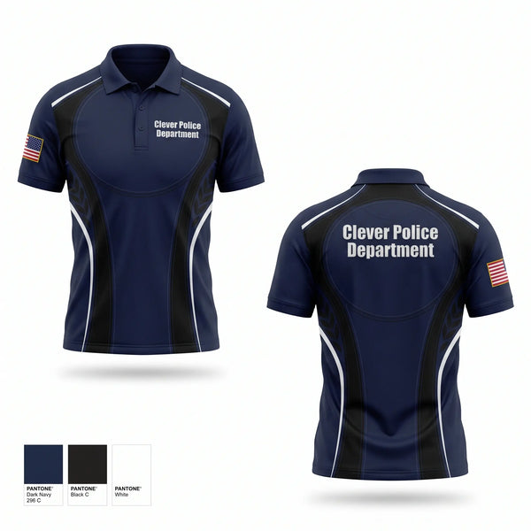 Short Sleeve Performance Polo, Clever Police Department, Police, Teamtime, Team time, sublimation, custom sports apparel, team uniforms, spirit wear, spiritwear, sports uniforms, custom shirts, team store, custom team store, fundraiser sports, apparel fundraiser