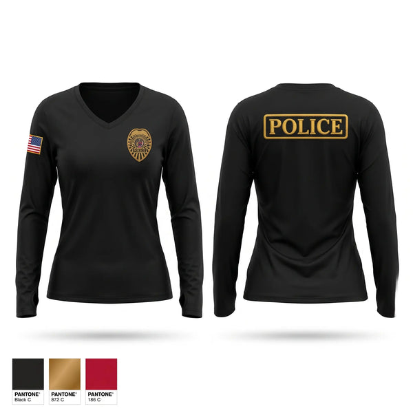 Womens Long Sleeve Vneck Shirt, Murfreesboro Police Department U.A.S. Team, Police, Teamtime, Team time, sublimation, custom sports apparel, team uniforms, spirit wear, spiritwear, sports uniforms, custom shirts, team store, custom team store, fundraiser sports, apparel fundraiser