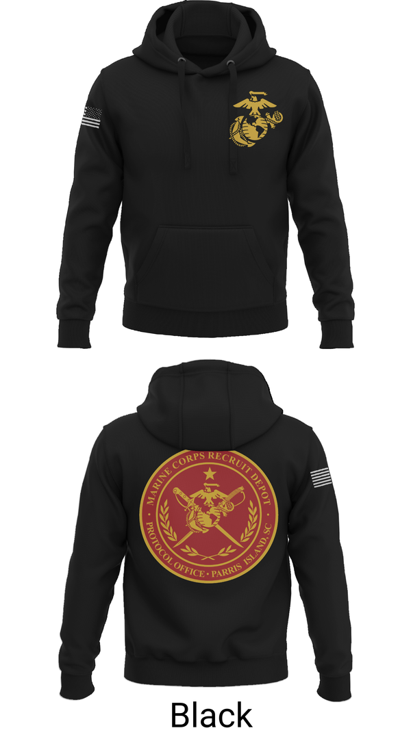 Hoodie, MCRD Parris Island Protocol Office, Marines, Teamtime, Team time, sublimation, custom sports apparel, team uniforms, spirit wear, spiritwear, sports uniforms, custom shirts, team store, custom team store, fundraiser sports, apparel fundraiser