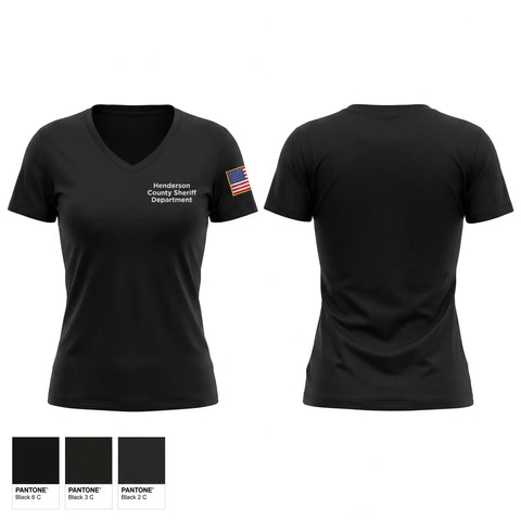 Womens Short Sleeve Vneck Shirt, Henderson County Sheriff Department, Police, Teamtime, Team time, sublimation, custom sports apparel, team uniforms, spirit wear, spiritwear, sports uniforms, custom shirts, team store, custom team store, fundraiser sports, apparel fundraiser
