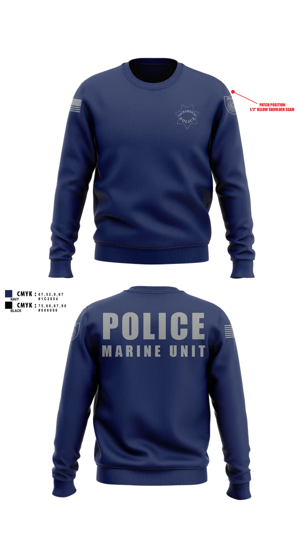 Crew Neck Sweatshirt, Sacramento Police Marine Unit, Police, Teamtime, Team time, sublimation, custom sports apparel, team uniforms, spirit wear, spiritwear, sports uniforms, custom shirts, team store, custom team store, fundraiser sports, apparel fundraiser
