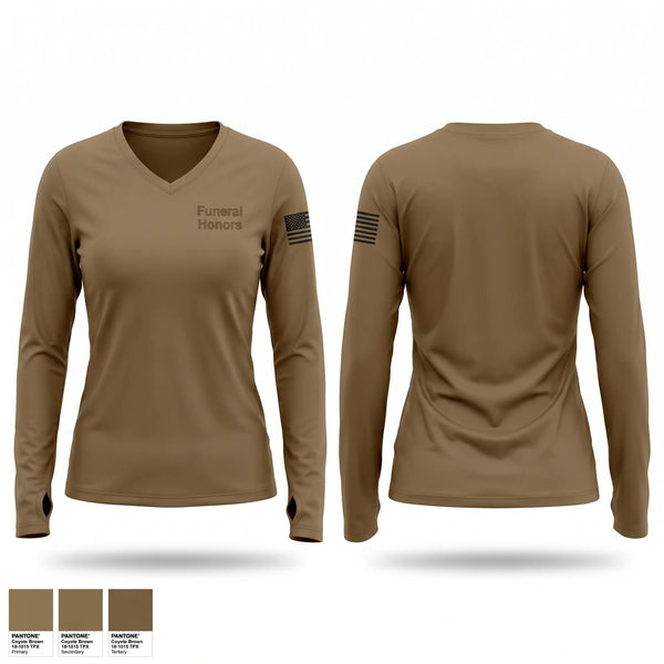 Womens Long Sleeve Vneck Shirt, Funeral Honors, National Guard, Teamtime, Team time, sublimation, custom sports apparel, team uniforms, spirit wear, spiritwear, sports uniforms, custom shirts, team store, custom team store, fundraiser sports, apparel fundraiser