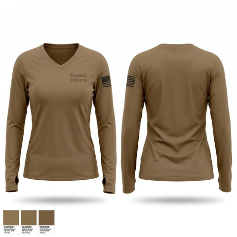 Womens Long Sleeve Vneck Shirt, Funeral Honors, National Guard, Teamtime, Team time, sublimation, custom sports apparel, team uniforms, spirit wear, spiritwear, sports uniforms, custom shirts, team store, custom team store, fundraiser sports, apparel fundraiser