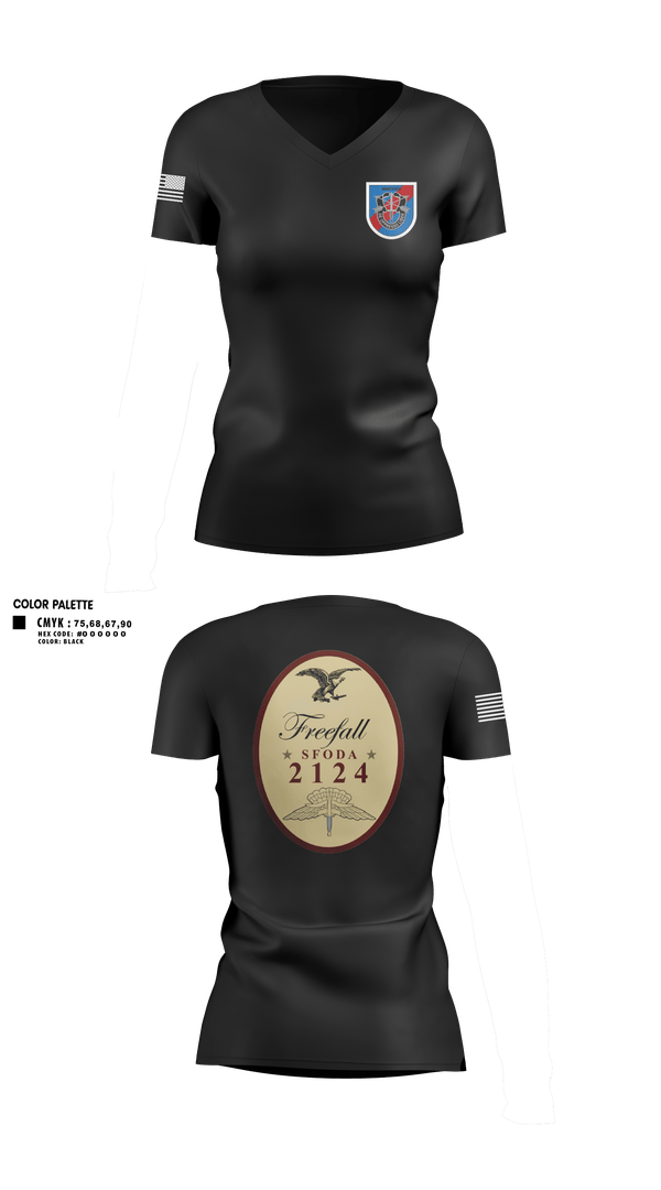 Womens Short Sleeve Vneck Shirt, ODA 2124, Army, Teamtime, Team time, sublimation, custom sports apparel, team uniforms, spirit wear, spiritwear, sports uniforms, custom shirts, team store, custom team store, fundraiser sports, apparel fundraiser
