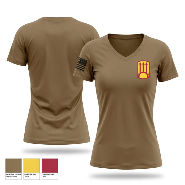 Womens Short Sleeve Vneck Shirt, 111 MEB, Army, Teamtime, Team time, sublimation, custom sports apparel, team uniforms, spirit wear, spiritwear, sports uniforms, custom shirts, team store, custom team store, fundraiser sports, apparel fundraiser