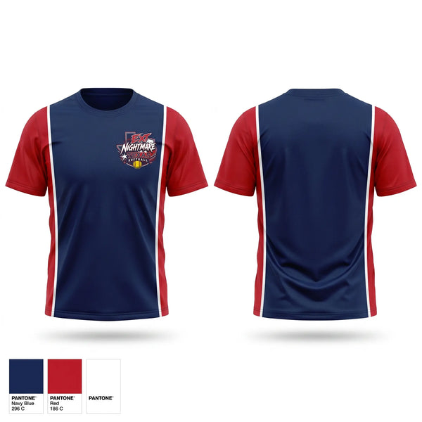 Soft Poly Tee Cotton Like Feel, Etx Nightmares, Softball, Teamtime, Team time, sublimation, custom sports apparel, team uniforms, spirit wear, spiritwear, sports uniforms, custom shirts, team store, custom team store, fundraiser sports, apparel fundraiser