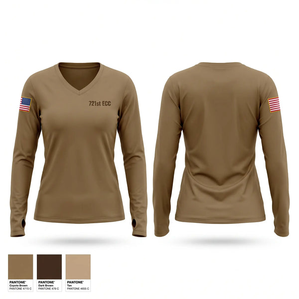 Womens Long Sleeve Vneck Shirt, 721st ECC, Army, Teamtime, Team time, sublimation, custom sports apparel, team uniforms, spirit wear, spiritwear, sports uniforms, custom shirts, team store, custom team store, fundraiser sports, apparel fundraiser