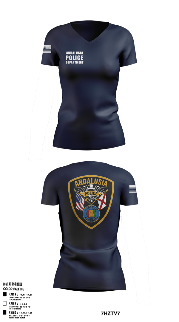 Womens Short Sleeve Vneck Shirt, Andalusia Police Department, Police, Teamtime, Team time, sublimation, custom sports apparel, team uniforms, spirit wear, spiritwear, sports uniforms, custom shirts, team store, custom team store, fundraiser sports, apparel fundraiser
