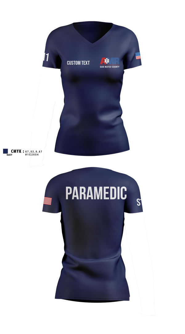 Womens Short Sleeve Vneck Shirt, SM, EMS/EMT, Teamtime, Team time, sublimation, custom sports apparel, team uniforms, spirit wear, spiritwear, sports uniforms, custom shirts, team store, custom team store, fundraiser sports, apparel fundraiser