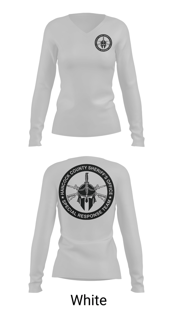 Womens Long Sleeve Vneck Shirt, Hancock County Special Response Team, Police, Teamtime, Team time, sublimation, custom sports apparel, team uniforms, spirit wear, spiritwear, sports uniforms, custom shirts, team store, custom team store, fundraiser sports, apparel fundraiser