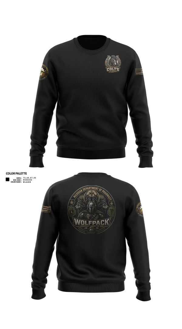 Crew Neck Sweatshirt, Madigan pharmacy colts, Army, Teamtime, Team time, sublimation, custom sports apparel, team uniforms, spirit wear, spiritwear, sports uniforms, custom shirts, team store, custom team store, fundraiser sports, apparel fundraiser