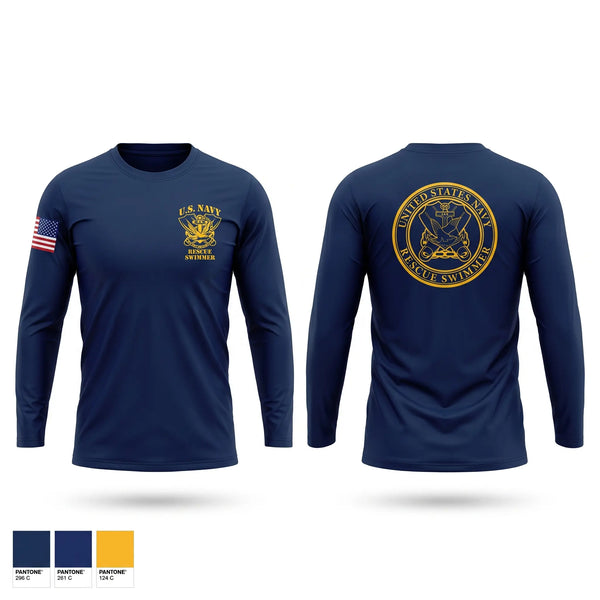 Long Sleeve Performance Shirt, US Navy Rescue Swimmer, Navy, Teamtime, Team time, sublimation, custom sports apparel, team uniforms, spirit wear, spiritwear, sports uniforms, custom shirts, team store, custom team store, fundraiser sports, apparel fundraiser